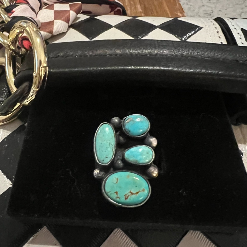 Turquoise Statement Sterling Ring. Native. Adjust… - image 1